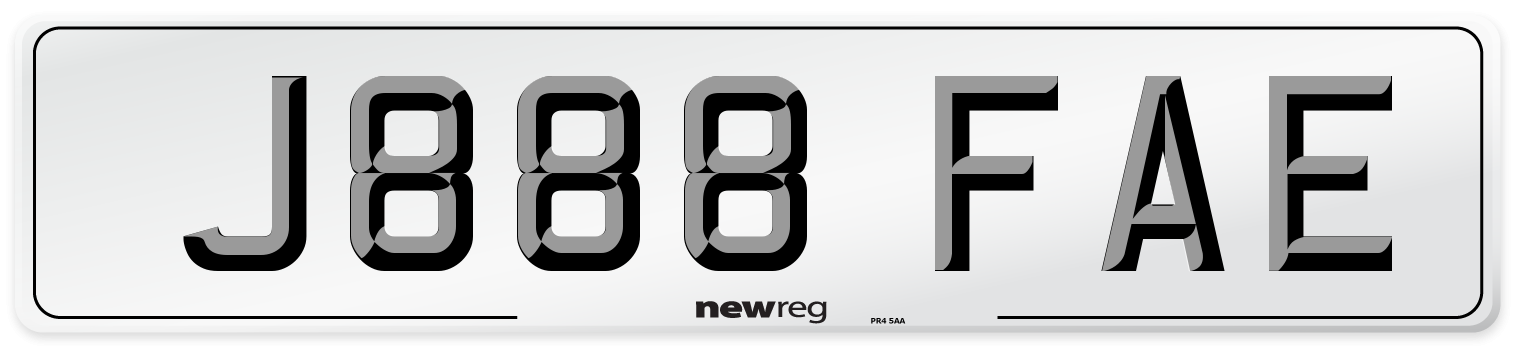 J888 FAE Number Plate from New Reg
